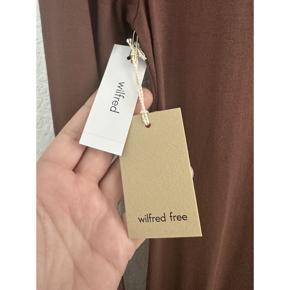 Aritzia Wilfred Womens Gemini Mock Neck L/S Dress S Cocoa Bean‎ Office Siren NWT - Picture 3 of 10